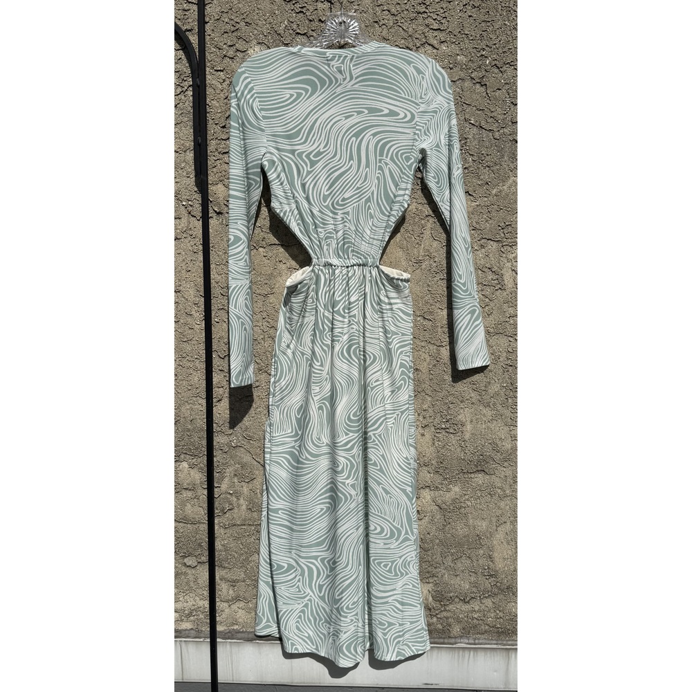 Open Edit Long Sleeve Side Cut Out Dress Seafoam green and White, Sz XXS - Picture 4 of 5